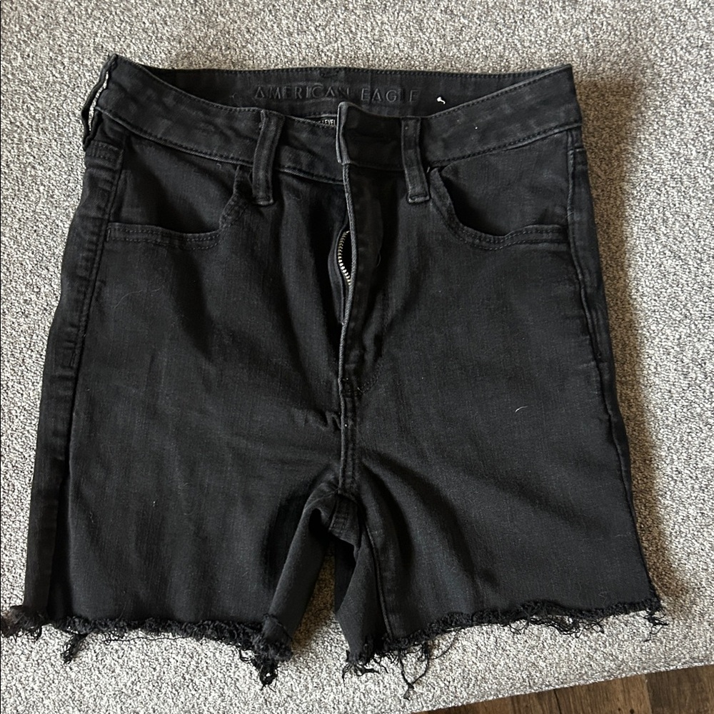 American Eagle high rise Black Denim Shorts